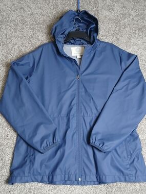 Weatherproof Women's Blue Hooded Rain Jacket - XXL